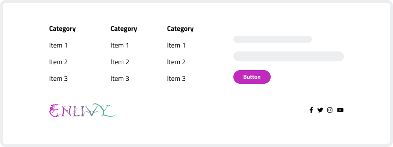 footer standard 3 menu columns form